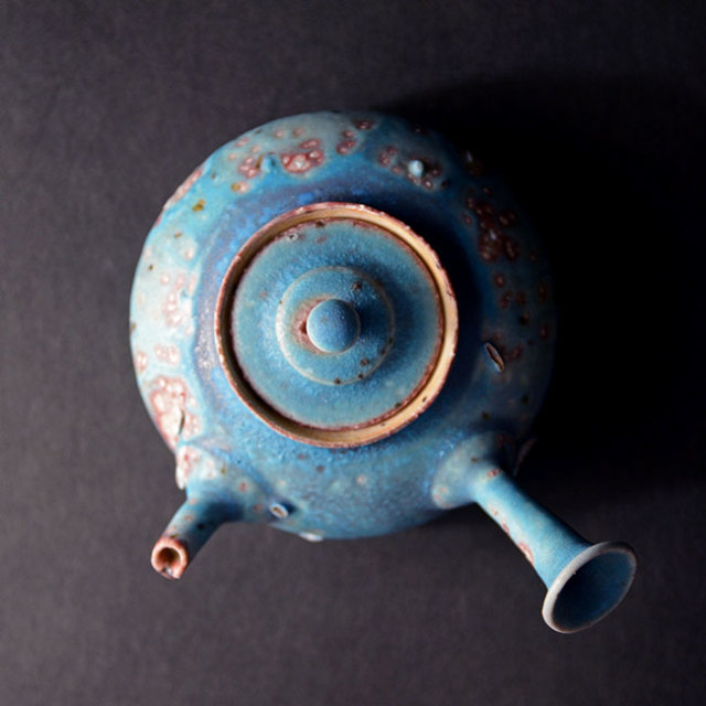 青急須（共箱付no.1） 作家「山田想」