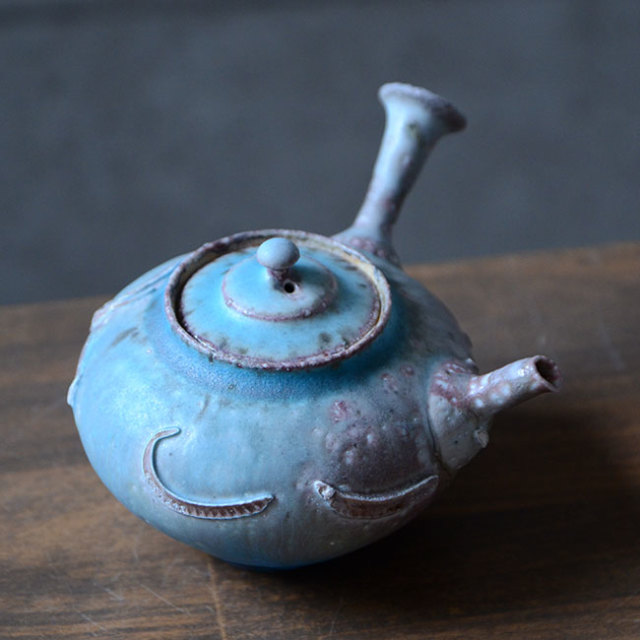 青急須（共箱付no.3）　作家「山田想」