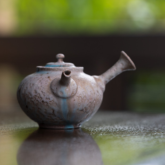 共箱付】青急須 (SOY-241) 作家「山田想」