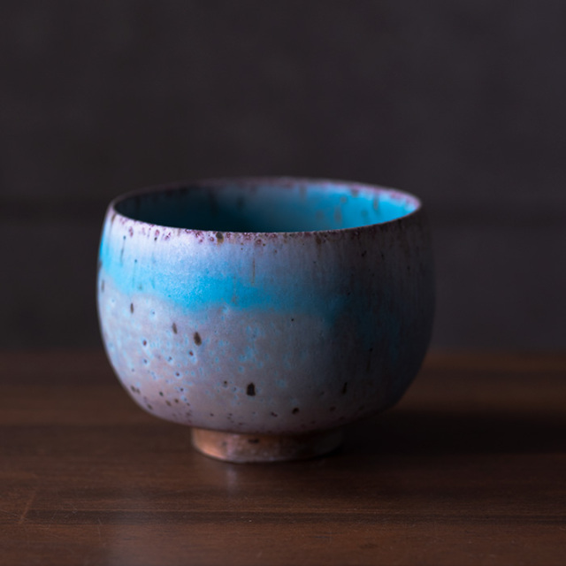 山田想　青茶碗　常滑　人気作家 共箱付】青茶碗 (SOY-245) 作家「山田想」