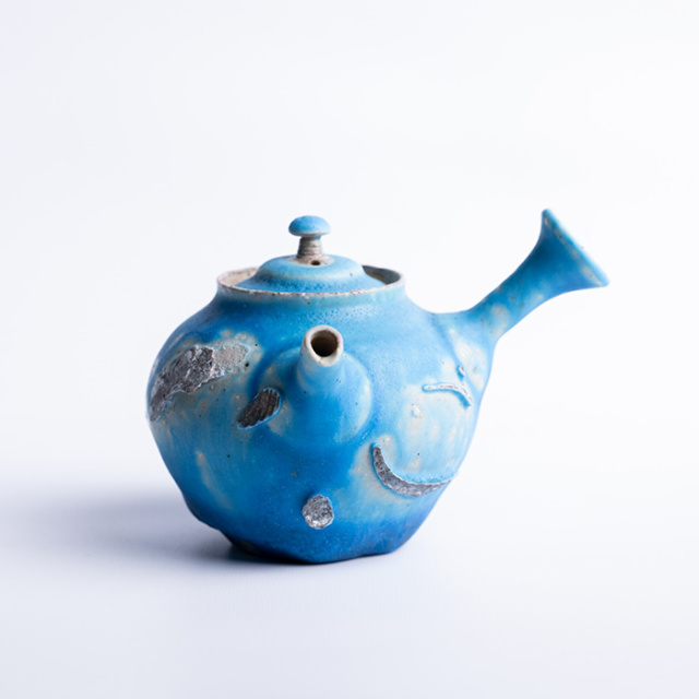 共箱付】青急須 (SOY-433) 作家「山田想」