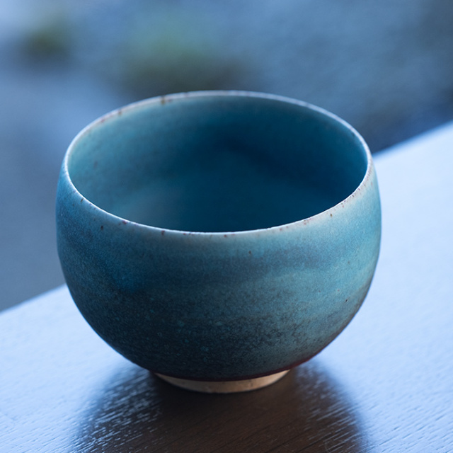 共箱付】青茶碗 (SOY-441) 作家「山田想」