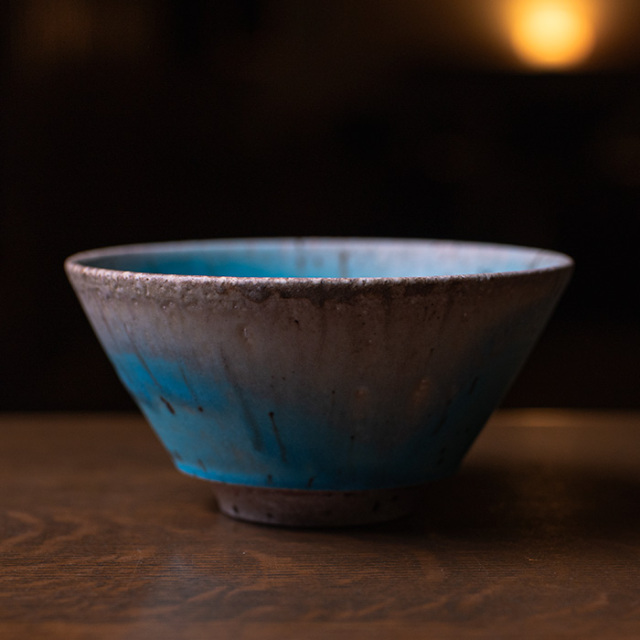 山田想　青茶碗　常滑　人気作家 山田想 青茶盌 抹茶茶碗 登窯焼成 常山窯 作家もの茶道具 常滑焼