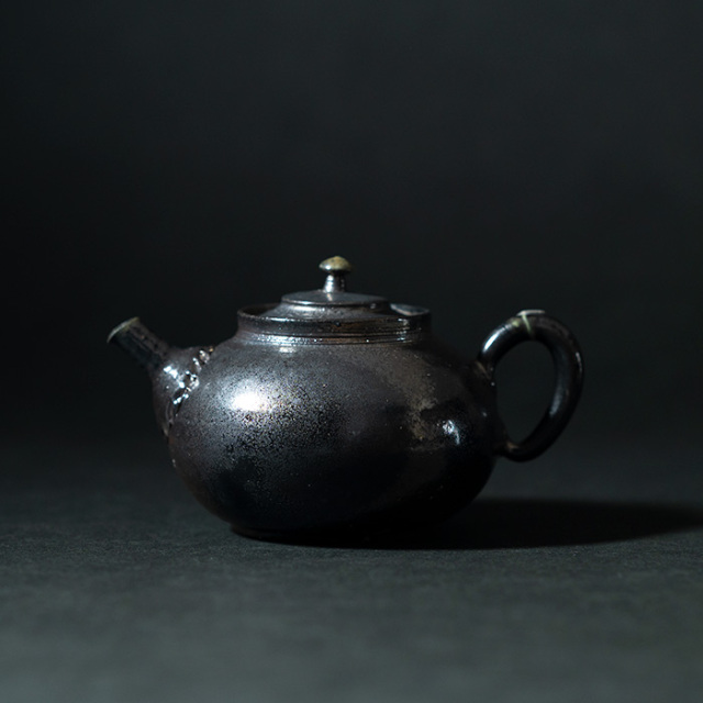 常滑焼　山田常山　絵夢　急須 山田絵夢 ○四代 山田常山 【 朱泥梨皮急須（茶注）】 共箱 常滑