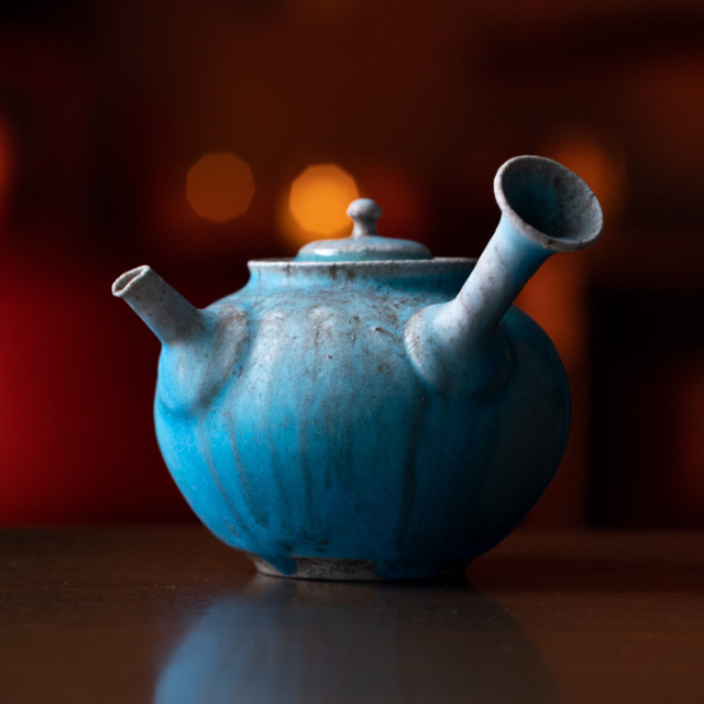 共箱付】青急須 (SOY-528) 作家「山田想」