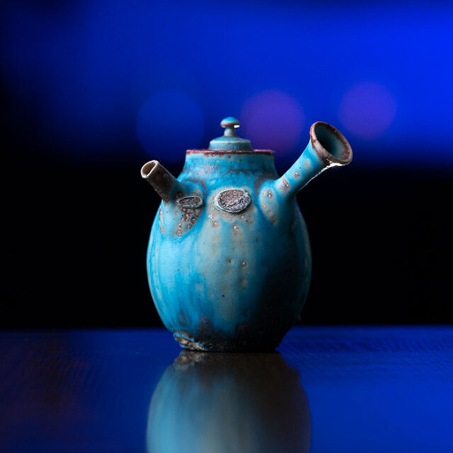 共箱付】青急須 (SOY-538) 作家「山田想」