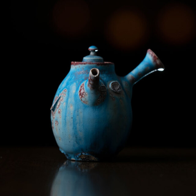 共箱付】青急須 (SOY-538) 作家「山田想」