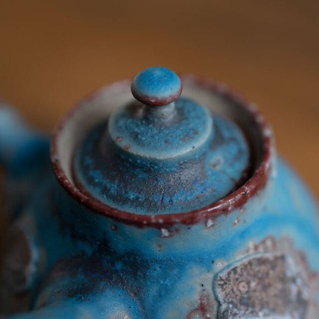 共箱付】青急須 (SOY-538) 作家「山田想」