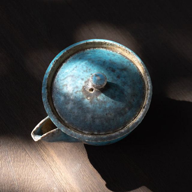 A122【作家物】青備前 宝瓶 霊芝 急須 茶道具 寛山作 0404154501_67ef7feddb5f0.JPG