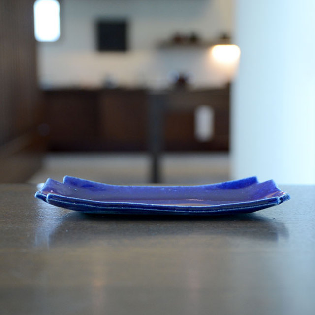 和食器　瑠璃釉十字小皿　作家「佐々木好正」 