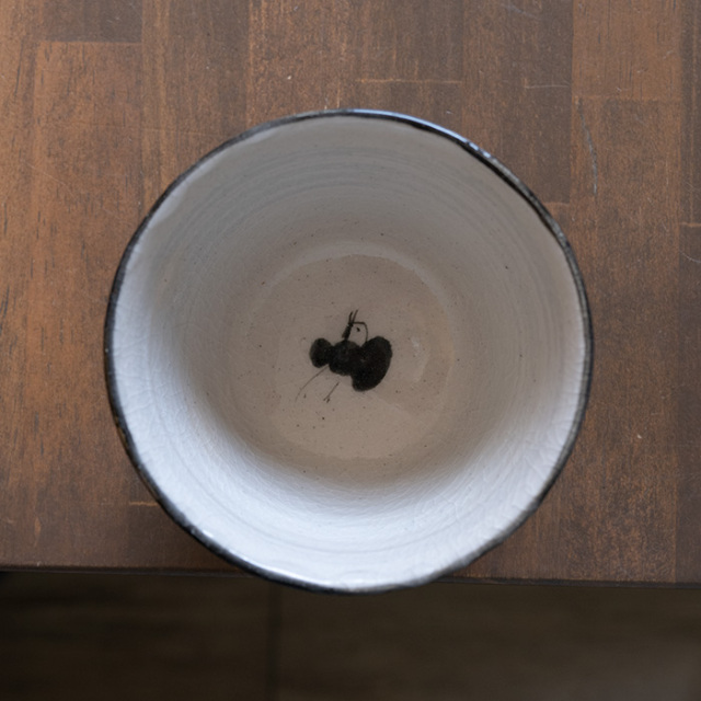 和食器 | 丼｜ 鼠志野黒鳥絵朝顔鉢(SS-121) 作家「佐々木好正」