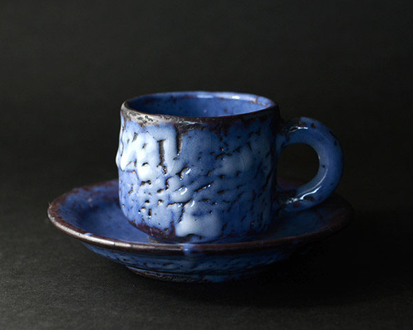 蒼志野コーヒーカップ＆ソーサ 作家「林健人」