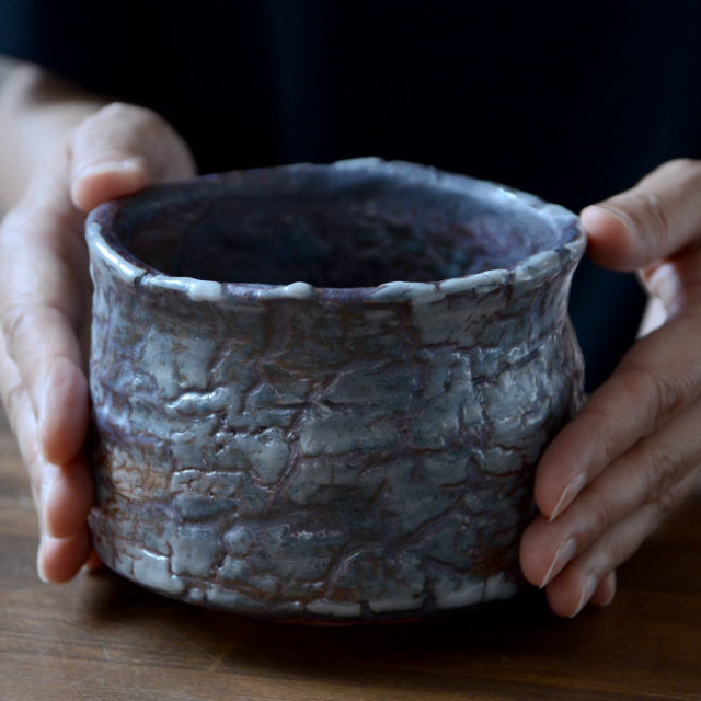 和食器 鼠志野茶碗（共箱付no.1） 作家「林健人」