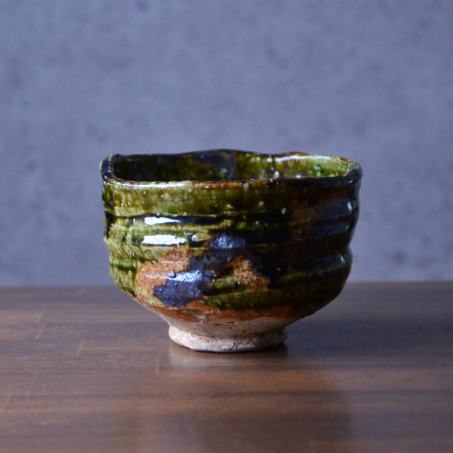 和食器　大和織部茶碗（共箱付）  作家「金本卓也」