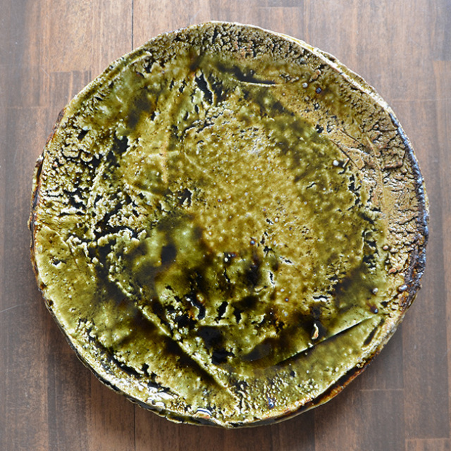 和食器 大和織部足付大皿 作家「金本卓也」