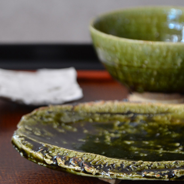 和食器 大和織部楕円皿 作家「金本卓也」