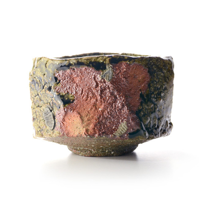 和食器　大和織部茶碗（共箱付A) 　作家「金本卓也」