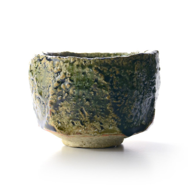 和食器　大和織部茶碗（共箱付B) 　作家「金本卓也」