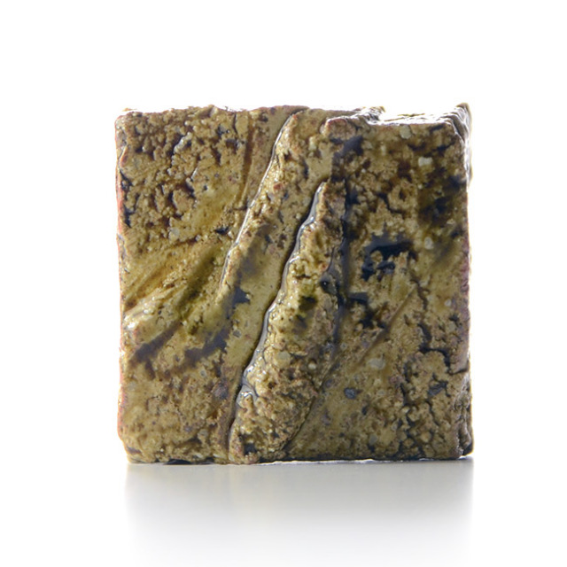 和食器　大和織部香合（共箱付A) 　作家「金本卓也」 