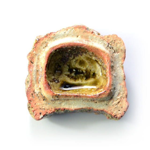 和食器　大和織部香合（共箱付D) 　作家「金本卓也」 