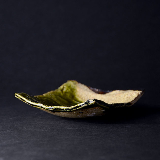 和食器　大和織部四方皿　作家「金本卓也」