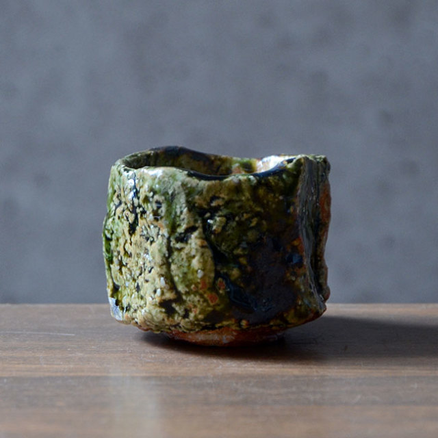 和食器　大和織部ぐい呑（共箱付no.2) 　作家「金本卓也」