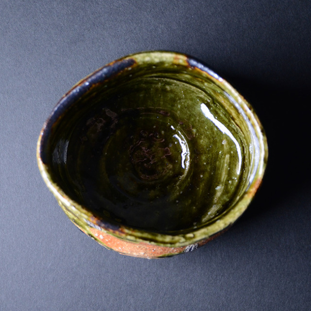 大和織部沓型茶碗　作家「金本卓也」