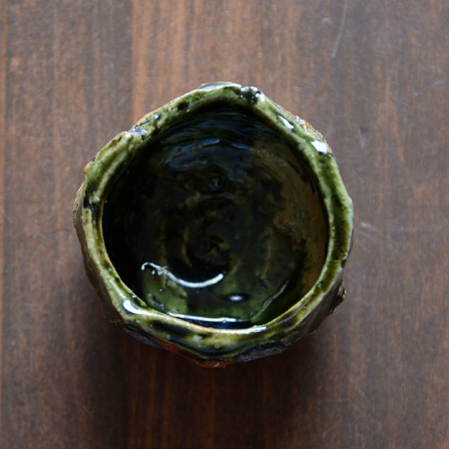 金本卓也　織部ぐい呑 共箱付】 和食器 大和織部ぐい呑(TK-042) 作家「金本卓也」