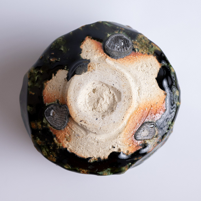 共箱付 | 大和織部鎬茶碗（TK-077) 作家「金本卓也」
