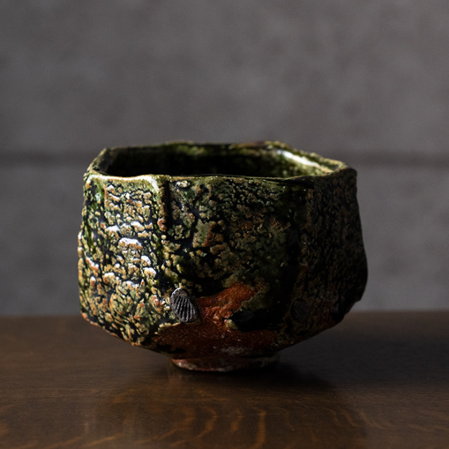 織部焼瑞光窯佐々木晨二造馬上盃共箱付抹茶椀茶道具