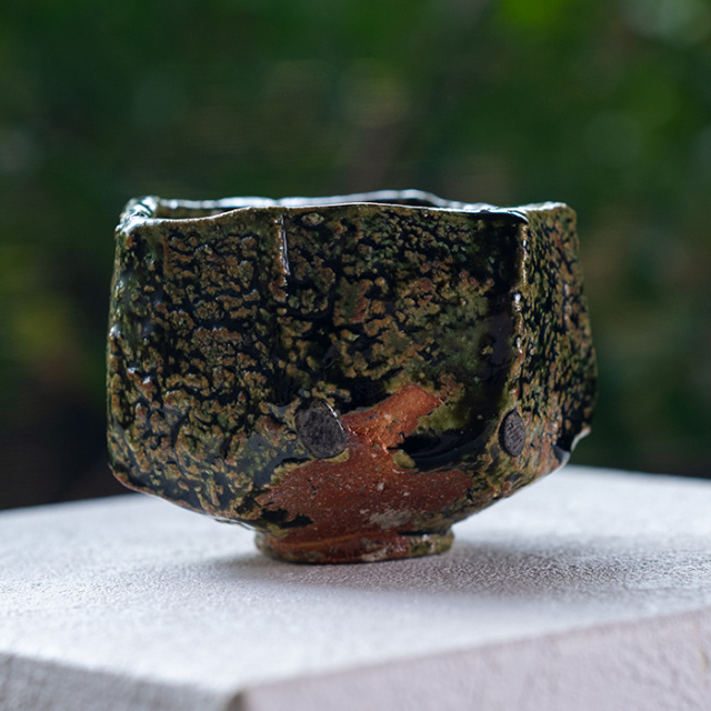 茶道具 黒織部 加藤 鈔 作 共箱 N278CI