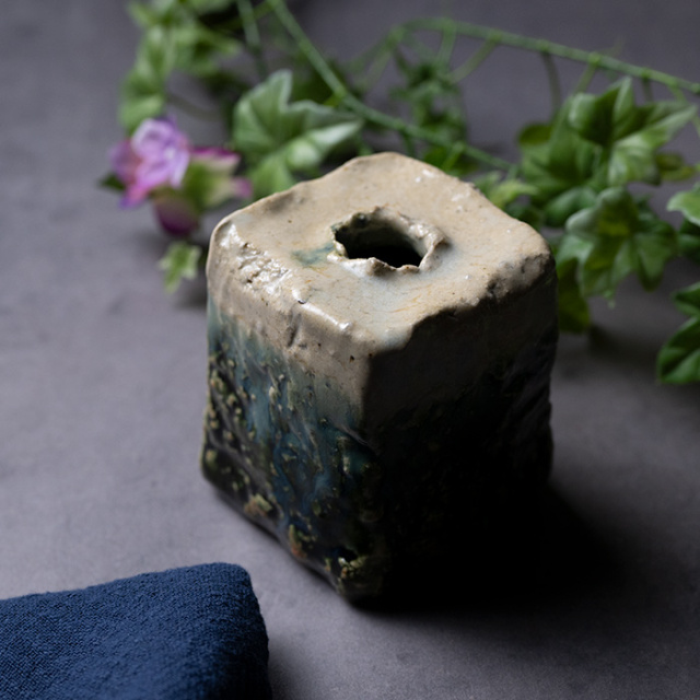 値下しました‼織部花入れ 花入 | 大和織部花器（小）（TK-089) 作家「金本卓也」