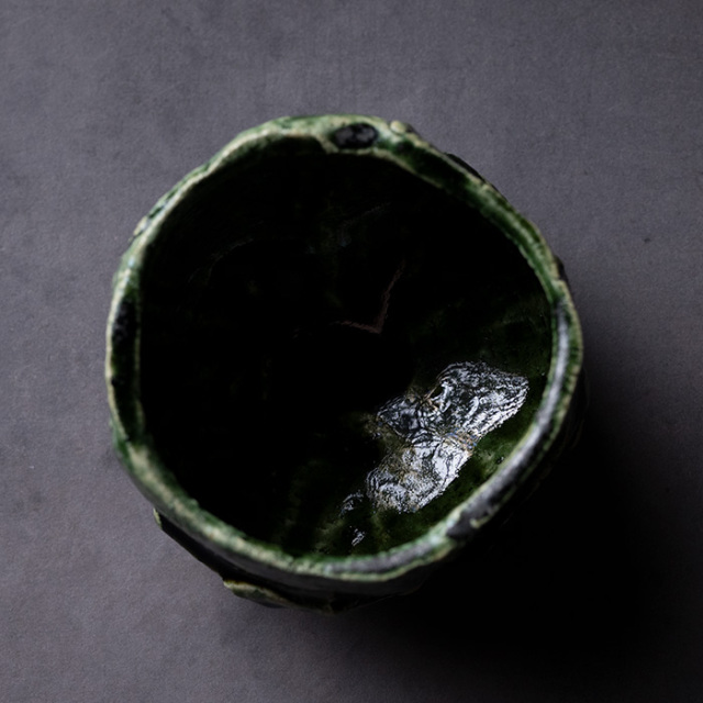 共箱付 | 大和織部刳貫茶碗（TK-094) 作家「金本卓也」