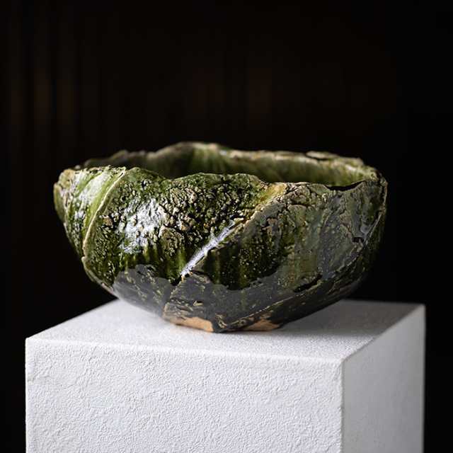 金本卓也、大鉢 花器 | 大和織部大鉢（TK-104) 作家「金本卓也」