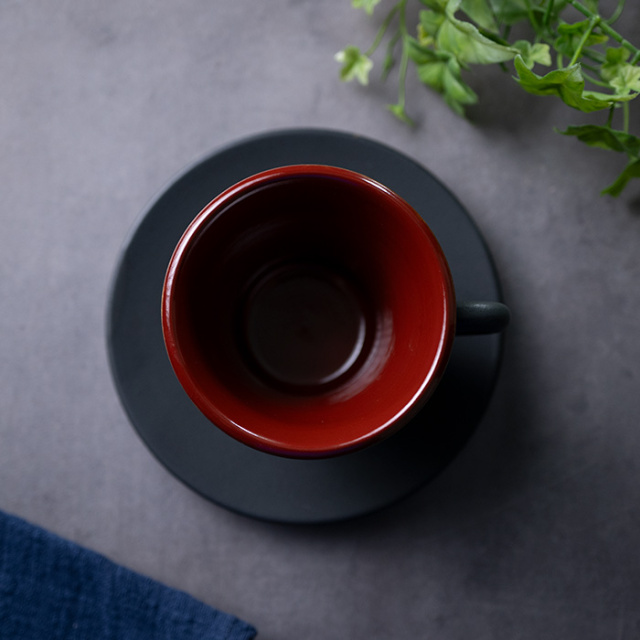 和食器 黒釉赤彩コーヒーカップ 作家「森野知子」