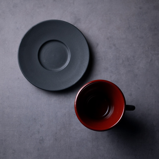 和食器 黒釉赤彩コーヒーカップ 作家「森野知子」