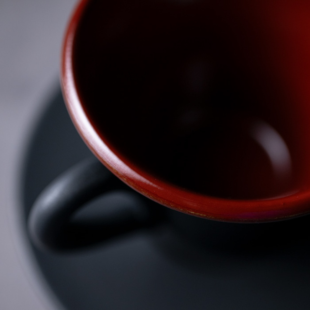 和食器 黒釉赤彩コーヒーカップ 作家「森野知子」