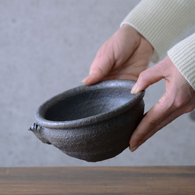 和食器 ラオス焼締塩釉玉縁片口鉢 作家「荒木義隆」