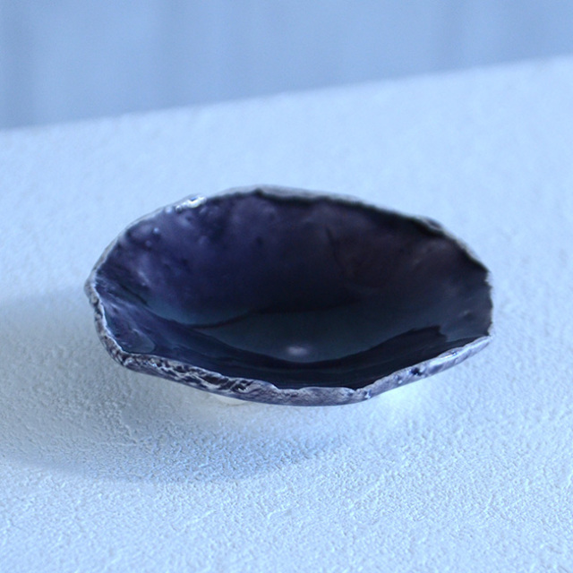 和食器 紫明釉足付豆皿 作家「荒木義隆」