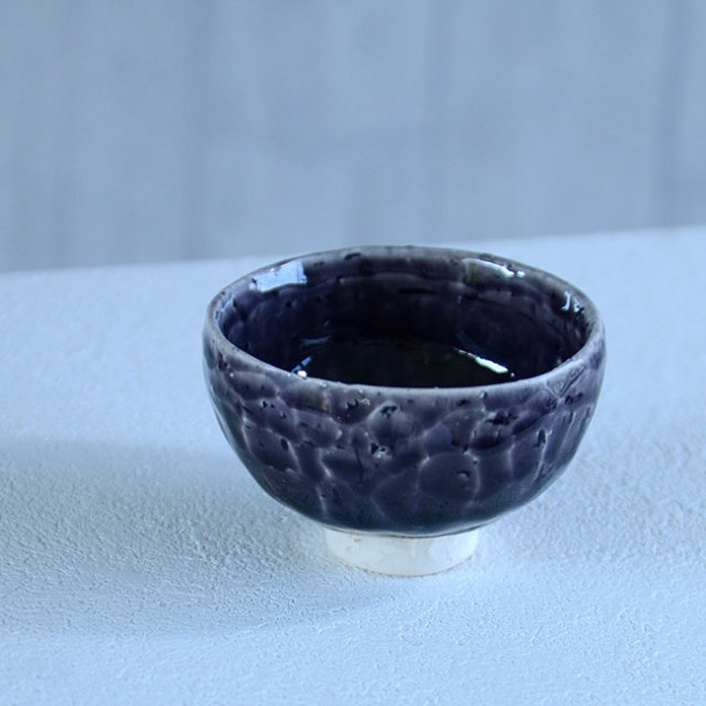 荒木義隆氏作 黒色陶器鉢(ワインクーラー)青点付き 和食器 トルコブルー片口鉢02 作家「荒木義隆」