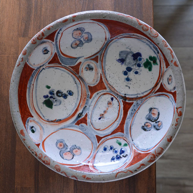 和食器 色絵ドラ鉢 作家「荒木義隆」