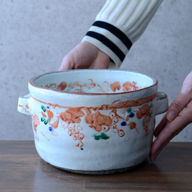 和食器 赤絵手付切立鉢 作家「荒木義隆」
