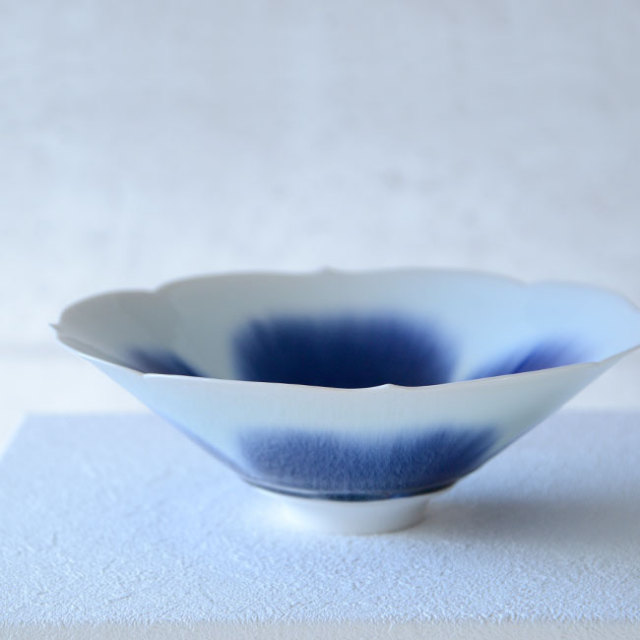 流彩磁輪花鉢 作家「永草陽平」 