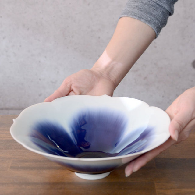 流彩磁輪花鉢 作家「永草陽平」 