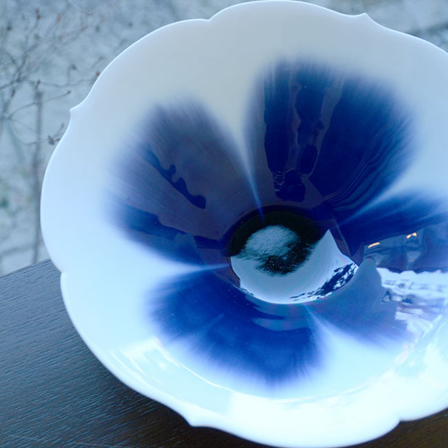流彩磁輪花鉢 作家「永草陽平」 