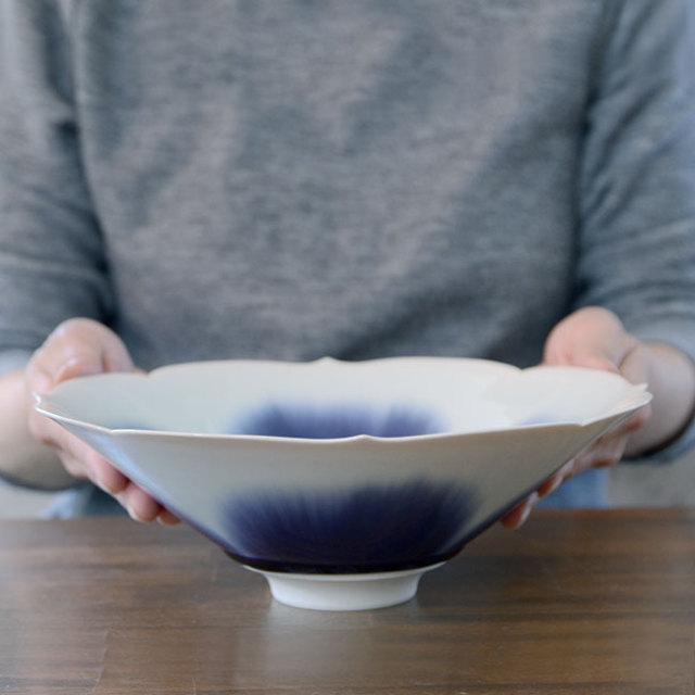 流彩磁輪花鉢 作家「永草陽平」 