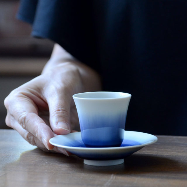流彩磁茶器揃（YN-019） 作家「永草陽平」
