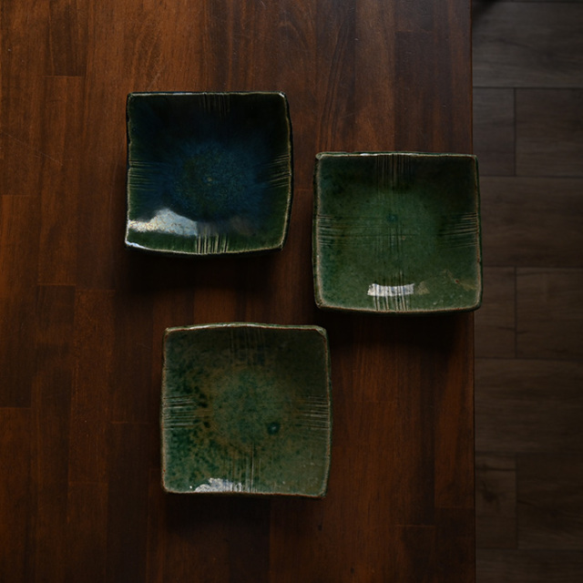 京織部四角皿 (YS-212) 作家「瀬津義雄」