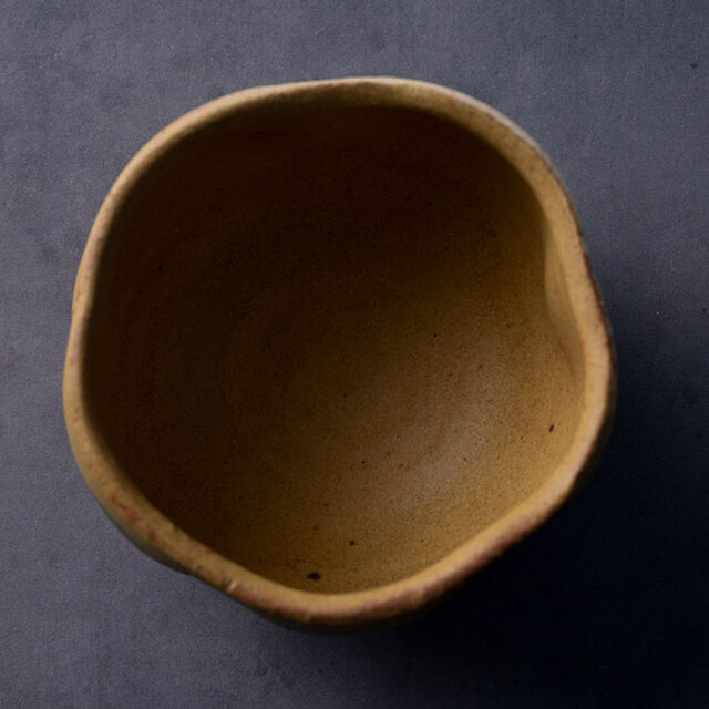 共箱付】柚子手黄瀬戸茶碗(YS-252) 作家「瀬津義雄」