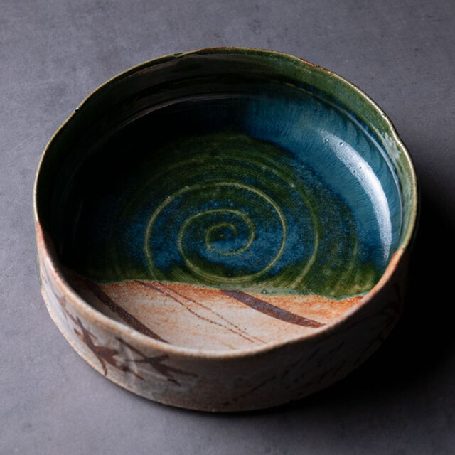 共箱付】京織部ドラ鉢(YS-255) 作家「瀬津義雄」